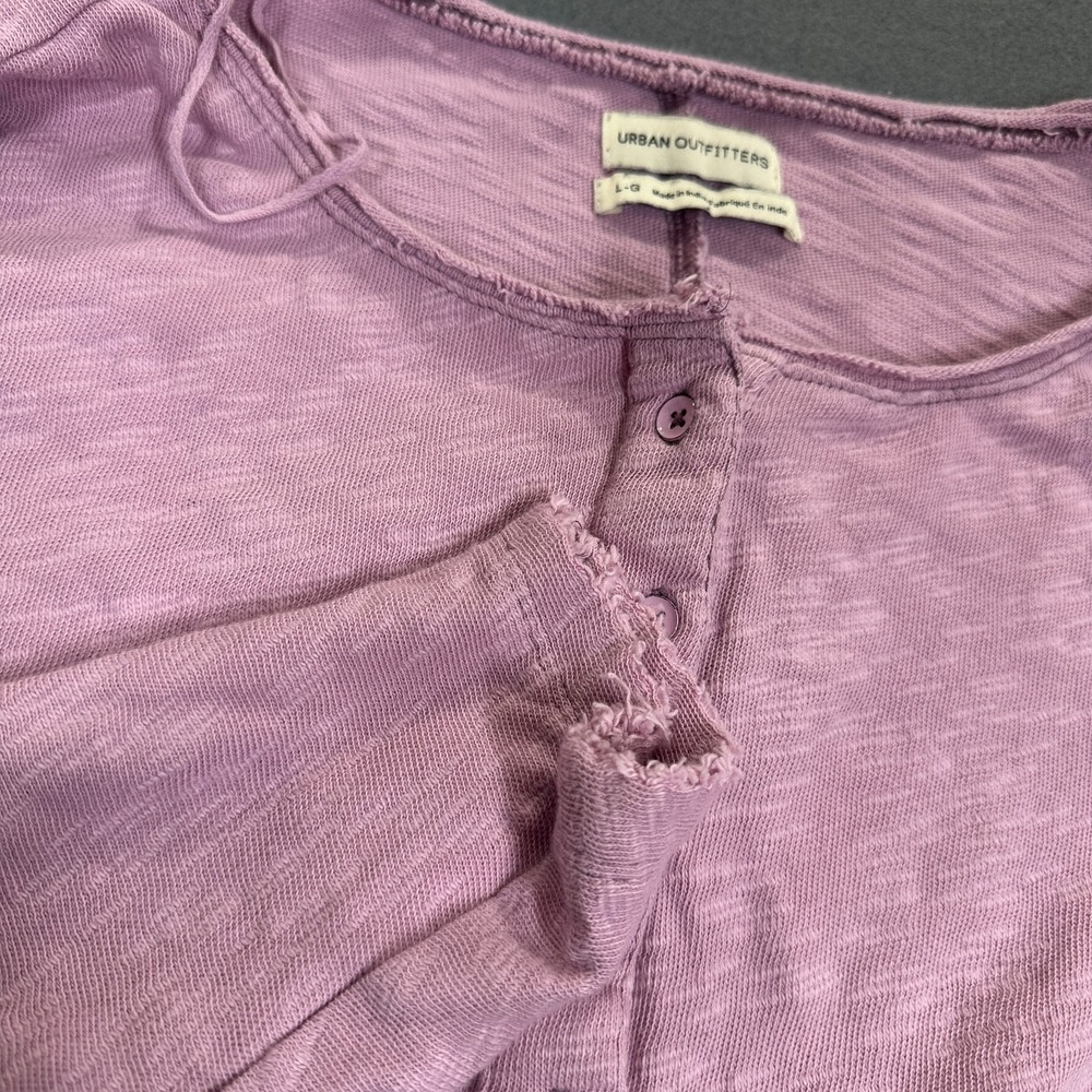 Urban Outfitters Top Womens L Pink Cotton‎ Button Front Cropped Dolman Sleeve
